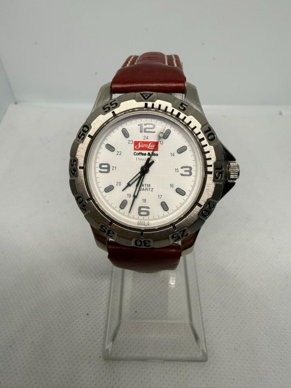 Sara Lee Coffee & Tea Promo Watch Silver‑Tone Case Brown Leather Strap Women’s
